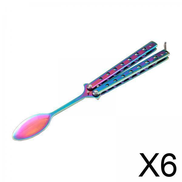 6 Cucharas De Mariposa De Metal, Entrenador De Práctica De Mariposa Para Caza, Barbacoa, Mochilero, Mango Colorido