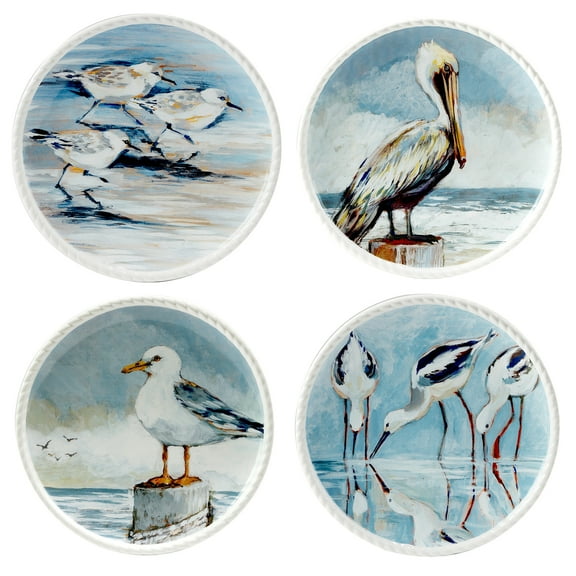 Certified International  Shorebirds 8.5" Salad/Dessert Plates, Set of 4 - 8.5" x 8.5"