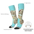 thumbnail image 5 of Picia Women Crew Soft Moisture-wicking Socks World Travel Line Icons Map Pattern Design Cotton Socks, One Size fit All, 5 of 9