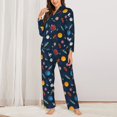 thumbnail image 2 of Yiaed Space Cartoon Print Pajamas Women's Long Sleeve Sleepwear Soft Button Down Loungewear Pjs Lounge Set Nightwear Womens Pajama Pants-X-Large, 2 of 7