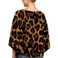 thumbnail image 3 of Uhndy Women Floral Leopard Tie Front Blouses Tops V Neck Batwing Short Sleeve Summer Boho Tunic Shirts Plus Size Work T Shirt-LQ, 3 of 3