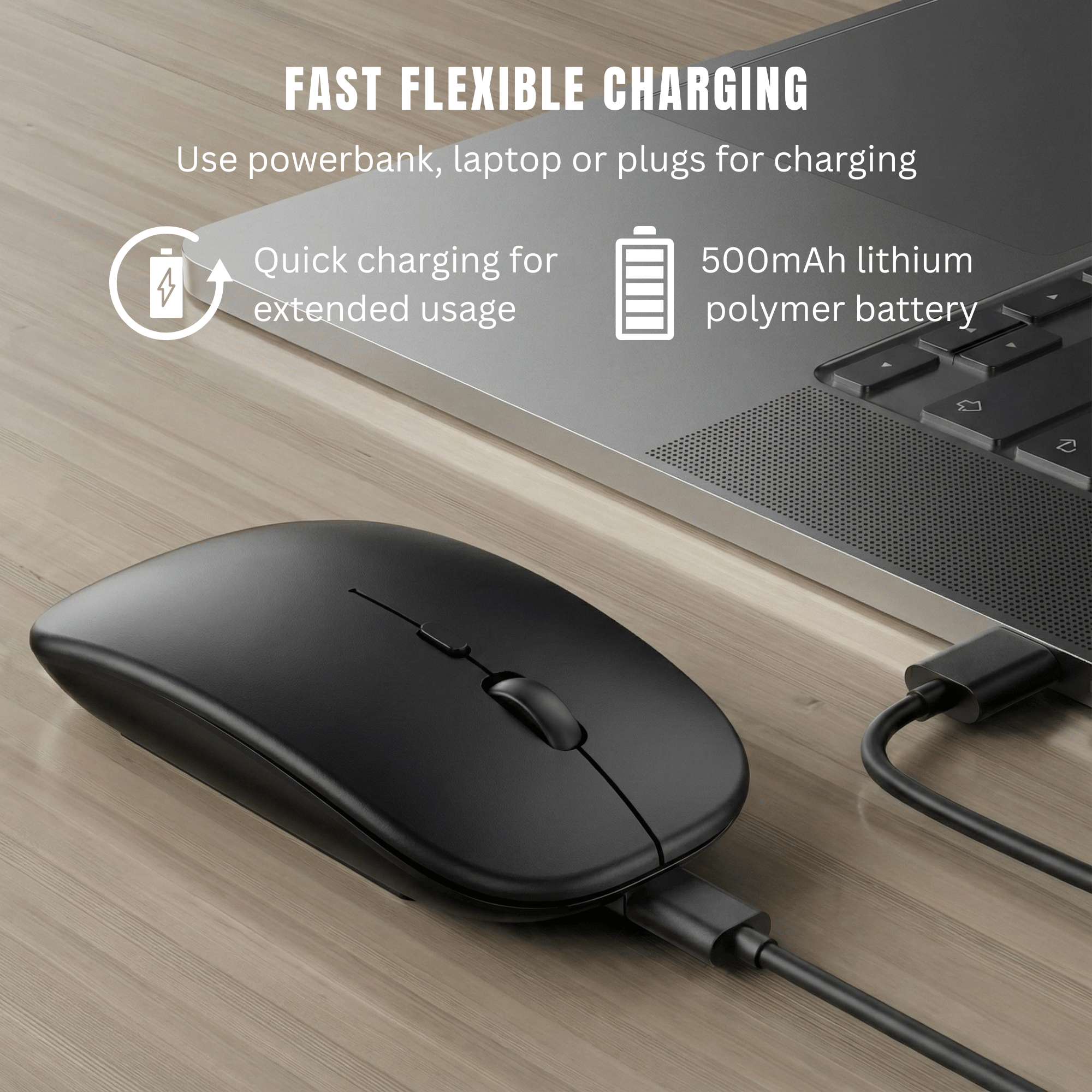 VerdeVida Bluetooth 5.2 Wireless Mouse, Black photo 5