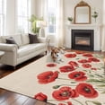 thumbnail image 2 of Red Poppy Area Rugs 5'x7', Washable Small Throw Rugs for Laundry Room Playroom, Spring Summer Farmhouse Flowers Rustic Burlap Indoor Outdoor Rug Non-Slip Low Pile Carpet Runner Reversible Floor Mats, 2 of 8