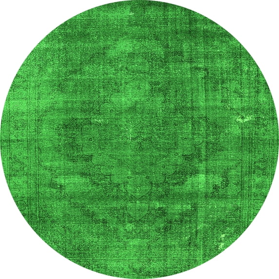 Ahgly Company Indoor Round Oriental Green Industrial Area Rugs, 3' Round