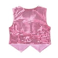 thumbnail image 2 of JanJean Kids Boys Glittery Sequined Vest Waistcoat Hip-hop Choir Jazz Dance Stage Performance Coat Jacket Pink 7-8, 2 of 7