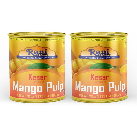 Rani Mango Pulp Puree (Makes Mango Lassi Shakes) Kesar Sweetened 30oz (1.875lbs) 850g Pack of 2 ~ Kosher | All Natural | NON-GMO | Vegan | No colors | Gluten Friendly | Indian Origin
