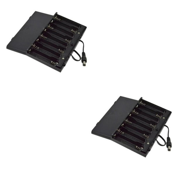 Sidaley Caja de AA de 12V, soporte de DIY, caja de paquetes de batería, banco de energía, interruptor de encendido/apagado con cable negro 126.78x71.19x19.38mm 2piezas