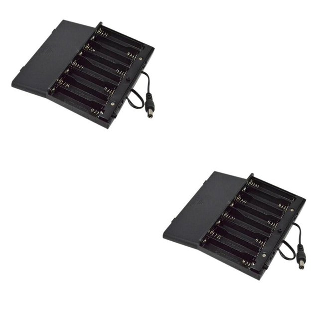 sweethay Caja de AA de 12V, soporte de DIY, caja de paquetes de batería, banco de energía, interruptor de encendido/apagado con cable negro 126.78x71.19x19.38mm 2piezas
