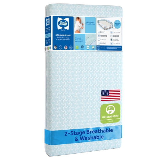 Sealy Goodnight Baby Breathable Firm 2-Stage Infant and Toddler Crib Mattress