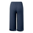 thumbnail image 6 of Travel Outfits Women Airport Stylish Women's Casual Pants With Elastic Waist And Pockets For Daily Wear For Spring And Summer Activities Petite Pants Women Casual Cropped Linen Warm up Navy M, 6 of 6