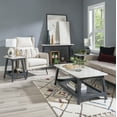 thumbnail image 2 of Powell Andover Indoor Modern Coffee Table with Shelf, Gray Wash/White Faux Marble, 2 of 11