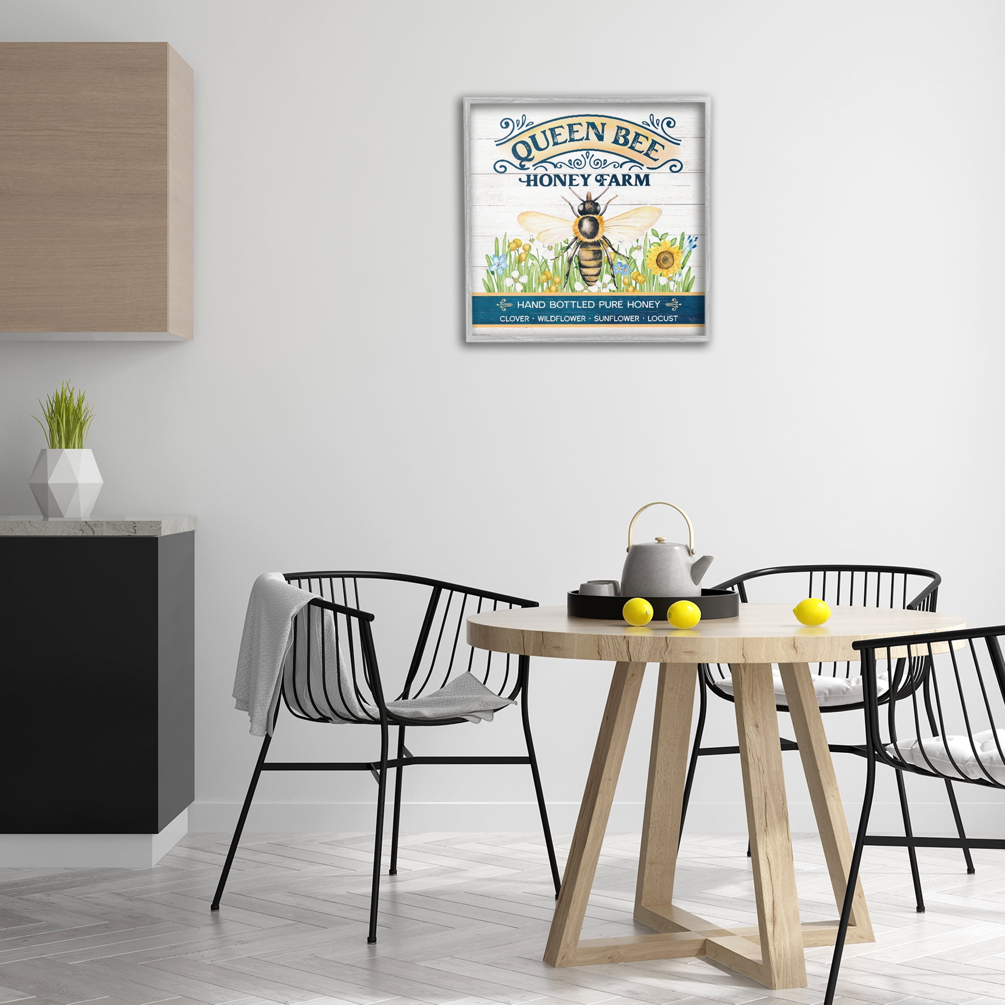 Stupell Industries Queen Bee Honey Farm Animals & Insects Painting Gray Framed Art Print Wall Art, 24 x 24