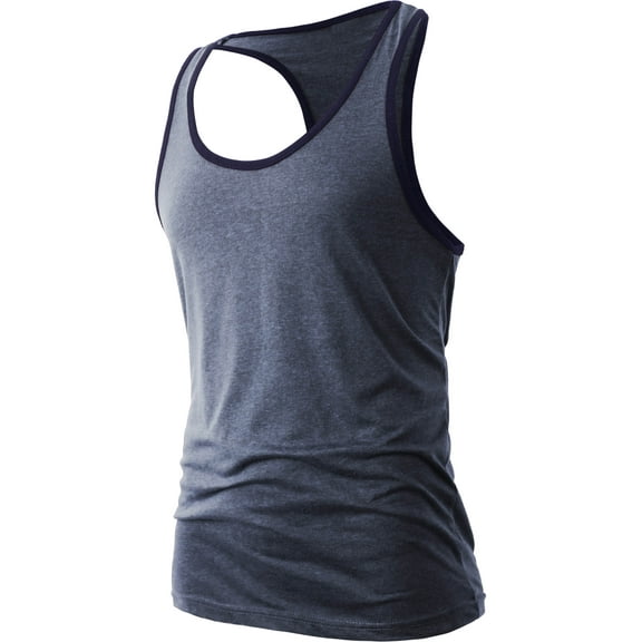 Men's Racer Back Tank Top With Contrast Binding Slim Fit Gym Athletic Sportswear