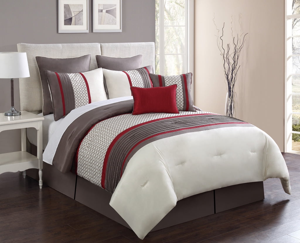 8 Piece Aruba Red Taupe Comforter Set Walmart Com