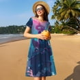 thumbnail image 4 of Lsque DJ Panda Hot Air Balloon Print Women's Casual Dress T-Shirt Summer Short Sleeve Scoop Neck Swing Dresses, 4 of 6