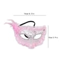 thumbnail image 2 of Pink Feathered Masquerade Mask, Half Mask with Pearl and Crystal Embellishments, Lace Mask for Masquerade Ball and Masquerade Accessories, 2 of 5