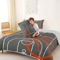 thumbnail image 4 of Castle Fairy Minimalist Basketball Court Print King Size Comforter Sets 3pcs, Sport Theme Comforters King Size, Gray Orange White,Grey Reversible,1 Comforter and 2 Pillowcases, 4 of 6