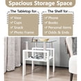 thumbnail image 4 of 2-Tier Tempered Glass End Table with Open Storage Shelf, Modern Sofa Side Table with Steel Pipe and Metal Legs, Square Tea Table, Glass Nightstand for Living Room Bedroom Office, White, 4 of 7