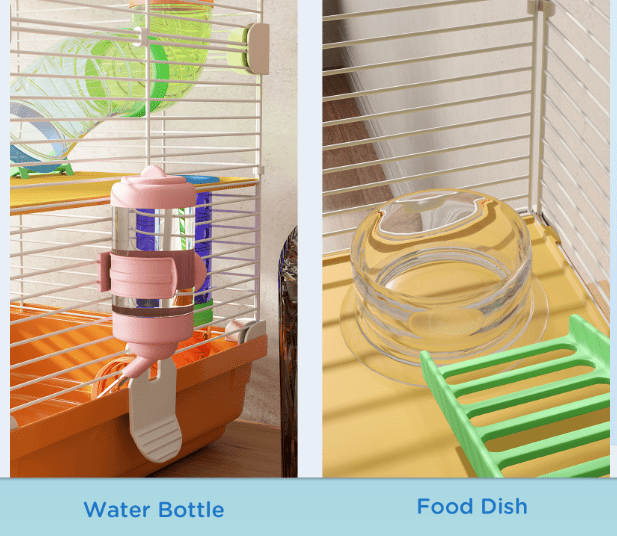 Hamster Cage 5 Tier Portable Carrier w/ Wheel & Tubes, Small Animal Habitat - Orange