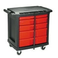 thumbnail image 2 of Rubbermaid Commercial FG773488BLA Five-Drawer 32.63 in. x 19.9 in. x 33.5 in. Mobile Workcenter - Black/Red, 2 of 7
