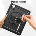 thumbnail image 5 of Case for iPad Pro 13 2024, Silicone PC Protective Cover with Pencil Holder Shoulder Strap & 360 Degree Rotating Hand Strap Kickstand 2 In 1 Case Cover for iPad Pro 13 2024, Black, 5 of 12