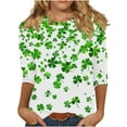thumbnail image 5 of Xuyuer St. Patrick's Day Womens Fashion 3/4 Sleeve Round Neck Casual Cute T Shirts Shamrock Printed Graphic Tunic Blouses Tee Casua Basic Business Work Tops, 5 of 5
