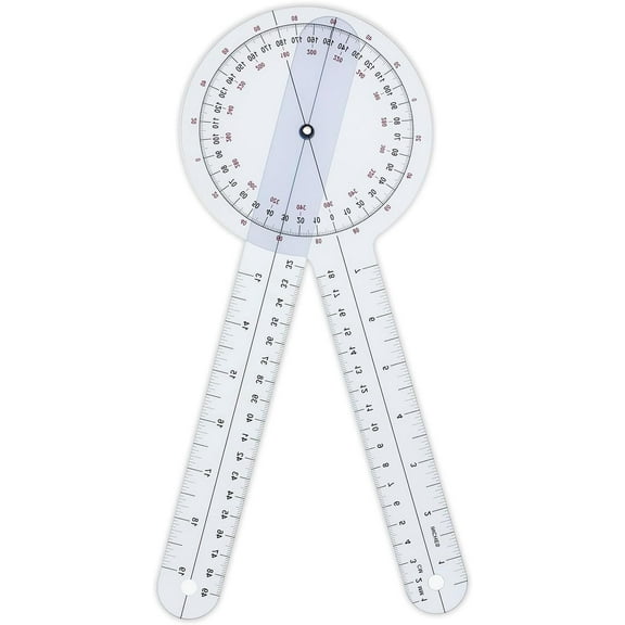 Goniometer 12 inch 360° Clear Protractor Physical Therapy, for Medical Range of Motion Measurement Angle Ruler and Protractors Bulk for Classroom