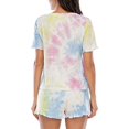 thumbnail image 5 of Ladies Short Sleeve Cotton Pyjama Set Womens Tie Dye Print Nightwear PJ Set Girls Shorts Lounge Cotton Elasticated Waist Size Spring Summer Beach, 5 of 8