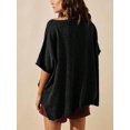 thumbnail image 6 of Women Crew‑Neck Oversized Short‑Sleeve T‑Shirt, Loose Drop‑Shoulder Side‑Slit Hem Casual Summer Tunic Blouse Tops, 6 of 15