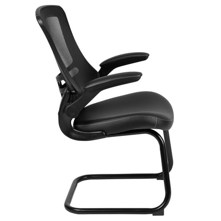 Flash Furniture - Kelista  Contemporary Mesh Side Chair - Upholstered - Black LeatherSoft