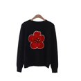 thumbnail image 2 of Suéter de mujer con bordado de flores de begonia para otoño e invierno, suéter ajustado de manga larga con cuello redondo, suéter de punto, top de moda vintage, 2 of 4