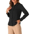 thumbnail image 4 of INSPIRE CHIC Women's Color Block Button Down Long Sleeve Work Shirt M Solid Black, 4 of 6