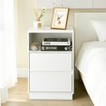 thumbnail image 2 of GZXS Nightstand with Storage, End Table with Shelf and 2 Drawers, Side Table for Small Space, Living Room, Bedroom, White, 2 of 10