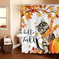 thumbnail image 5 of Cortinas de ducha de calabaza de otoño para el baño, juego de cortinas de ducha impermeables con hojas de arce otoñal con 12 ganchos, 5 of 5