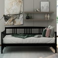 thumbnail image 2 of Wood Twin Daybed, Wooden Sofa Bed Guest Bed with Rails & Wood Slat Support, Dual-use Twin Size Platform Bed Frame for Living Room Bedroom, No Box Spring Needed  (Espresso), 2 of 8