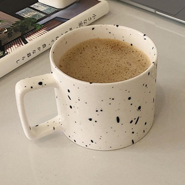 Taza de de cerámica nórdica de 8 , vajilla de puntos pintada , regalos para parejas, taza de agua , regalos de cumpleaños, luz perfecl taza de café redonda