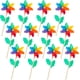 thumbnail image 1 of Molino de viento en forma de flor, 12 molinos de viento multicolores para jardín, balcón y O, 1 of 5