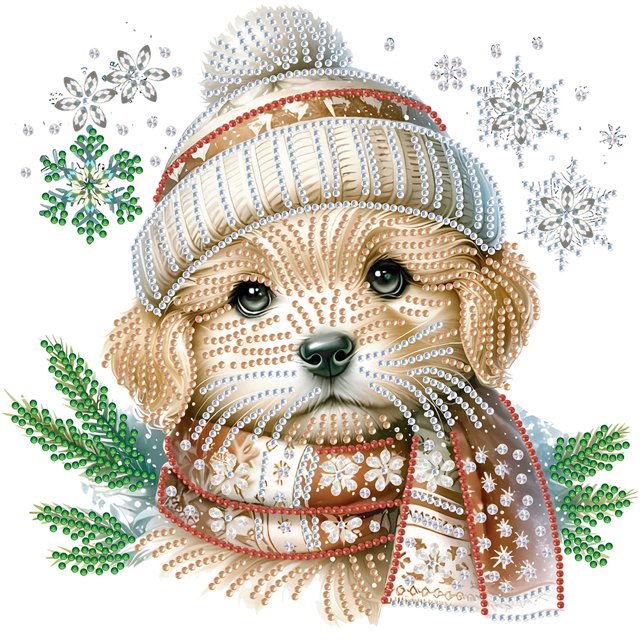 5D DIY Parcial Especial en Forma Taladro Diamante Pintura Navidad Perro 30x30cm