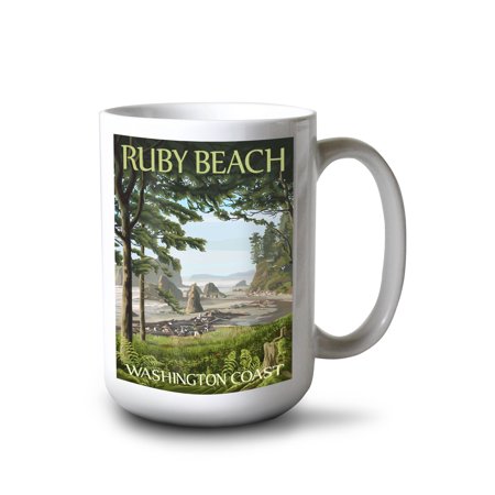 

15 fl oz Ceramic Mug Ruby Beach Washington Coast Dishwasher & Microwave Safe