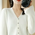 thumbnail image 1 of Cárdigan de punto para mujer, camisa básica con cuello en V, manga larga, conjunto de primavera, suéter para mujer, estilo coreano, 1 of 6