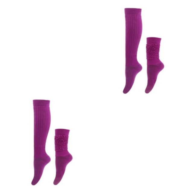 Baohd 2x Stably Fixed Slouch Socks With No Loose Thread Comfortable To Wear Polyester Fit For All Feet Shape Durable Purple 2Set
