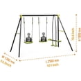 thumbnail image 4 of Toddler Swing Set for Outdoor&nbsp;- 3 Seat Heavy Duty Metal Frame, 440 lbs, Black Green, 4 of 8