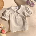 thumbnail image 5 of Fnooota Girls Cotton T-shirts, Puff sleeve Casual Crew Neck Cute Kids Summer Tees White Size 6, 5 of 5