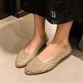 thumbnail image 4 of Shrysg Women's Lattice Ballet Flats Pointed Toe Jelly Shoes Breathable Casual Slip On Sandals for Outdoor Daily Wear Gold, 4 of 6