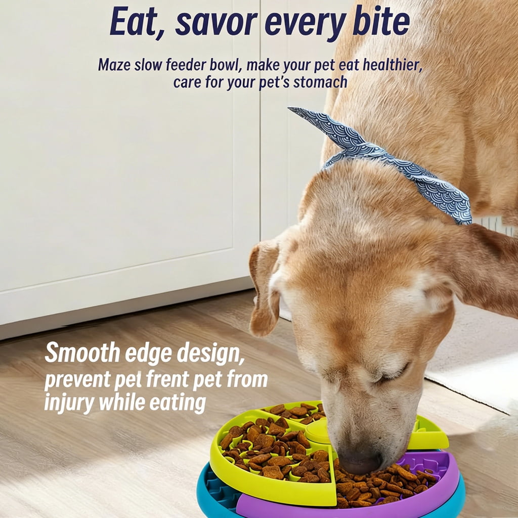 Miiottaa Dog Treat Puzzle Slow Feeder Enrichment Smooth Round Toy Prevent Obesity