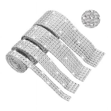 Rhinestone Ribbon,4 Rolls of Self-Adhesive Strips, Diamond Sparkle Crystal Tape for Crafts Art Car