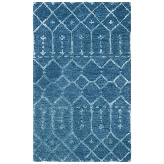 SAFAVIEH Himalaya Darin Geometric Wool Area Rug, Navy/Silver, 2' x 3'