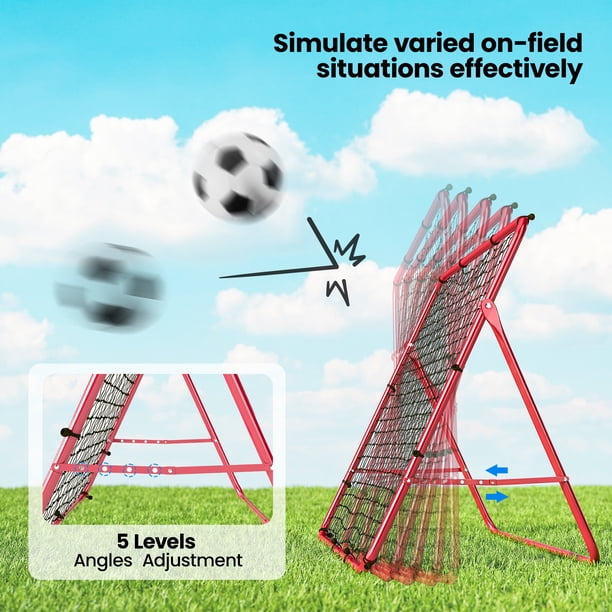 Filet De Rebond Football Virimolo – Cadre Fer + Filet PE, Angle Réglable, Pliable, 2 Tailles, Pour Tir/passe/contrôle, Intérieur/extérieur