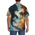 thumbnail image 3 of Hirioo Red And Blue Flame Wave Dragon for Men's Cuban Collar Short Sleeve Shirt Button Down Shirt Beach Summer Shirts Wedding Vacation Shirts-Large, 3 of 5