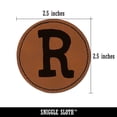 thumbnail image 2 of Letter R Uppercase Cute Typewriter Font 2.5" Faux Leather Round Engraved Iron-On Patch - Brown, 2 of 6